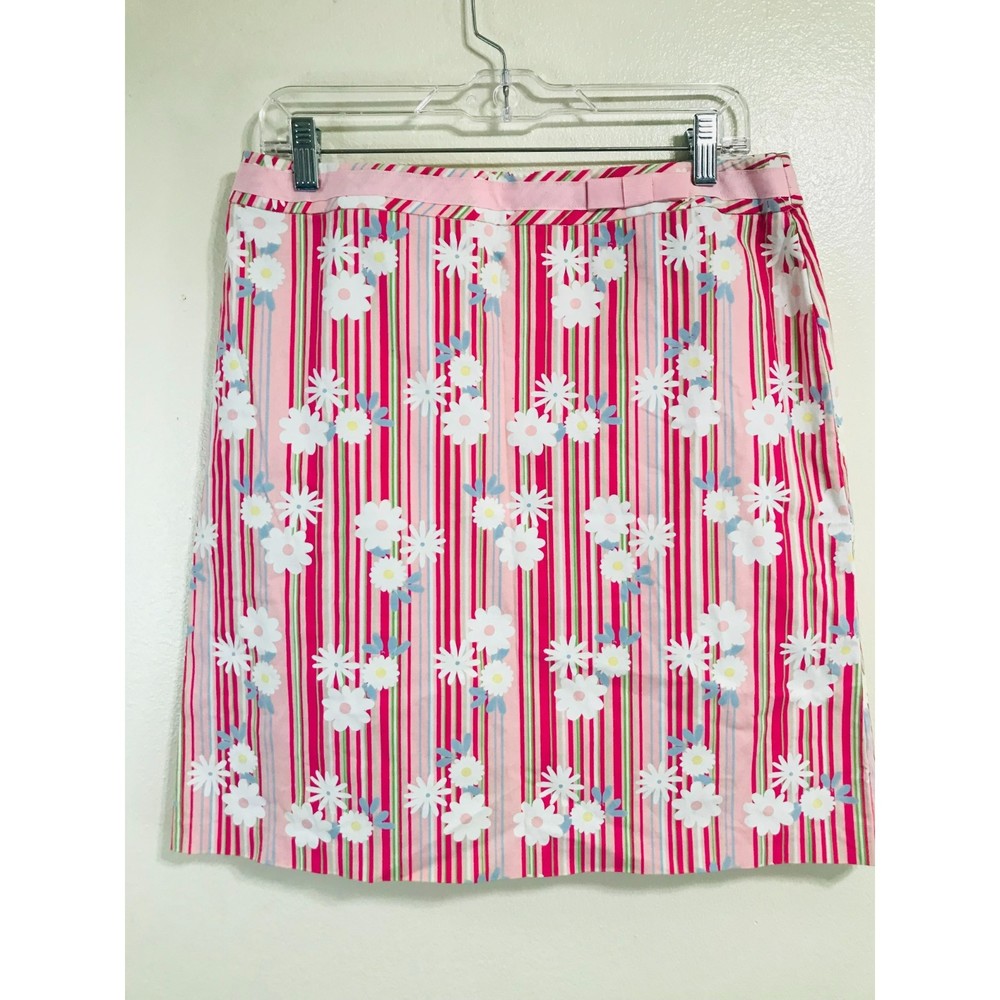 Duck Head Women's Striped Floral Cotton Skirt, Size 12
